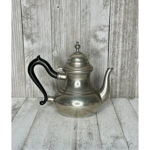 Vintage Royal Holland Pewter Teapot Ebony Handle Daalderop